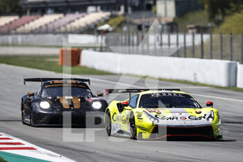 2022-08-28 - 57 Jensen Mikkel (dnk), Kimura Takeshi (jpn), SCHANDORFF Frederik (dnk), Kessel Racing, Ferrari 488 GTE, action 18 HARYANTO Andrew (ind), PICARIELLO Alessio (bel), RUMP Martin (est), Absolute Racing, Porsche 911 RSR-19, action during the 4 Hours of Barcelona 2022, 4th round of the 2022 European Le Mans Series on the Circuit de Barcelona-Catalunya from August 26 to 28, in Barcelona, Spain - AUTO - ELMS - 4 HOURS OF BARCELONA 2022 - ENDURANCE - MOTORS