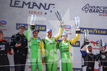 2022-08-28 - 13 CREWS Charles (usa), PINO Nico (chl), OLIVEIRA Guilherme (prt), Inter Europol Competition, Ligier JS P320 - Nissan, portrait podium during the 4 Hours of Barcelona 2022, 4th round of the 2022 European Le Mans Series on the Circuit de Barcelona-Catalunya from August 26 to 28, in Barcelona, Spain - AUTO - ELMS - 4 HOURS OF BARCELONA 2022 - ENDURANCE - MOTORS