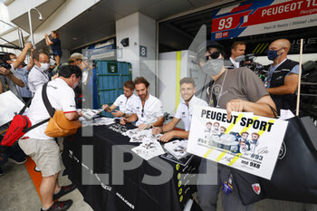 10/09/2022 - autograph session, 93 DI RESTA Paul (gbr),JENSEN Mikkel (den),VERGNE Jean-Eric (fra), Peugeot TotalEnergies Hybrid 9X8 Hypercar, during the 6 Hours of Fuji 2022, 5th round of the 2022 FIA World Endurance Championship on the Fuji Speedway from September 8 to 11, 2022 in Fuji, Japan - AUTO - FIA WEC - 6 HOURS OF FUJI 2022 - ENDURANCE - MOTORI