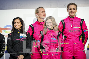 2022-10-16 - 83 BOVY Sarah (bel), FREY Rahel (swi), GATTING Michelle (dnk), Iron Lynx, Ferrari 488 GTE, portrait podium during the 4 Hours of Portimao 2022, 6th round of the 2022 European Le Mans Series on the Algarve International Circuit from October 14 to 16, in Portimao, Portugal - AUTO - ELMS - 4 HOURS OF PORTIMAO 2022 - ENDURANCE - MOTORS
