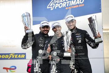 2022-10-16 - 69 AL HARTHY Ahmad (omn), DE HAAN Sam (gbr), SORENSEN Marco (dnk), Oman Racing avec TF Sport, Aston Martin Vantage AMR, podium portrait during the 4 Hours of Portimao 2022, 6th round of the 2022 European Le Mans Series on the Algarve International Circuit from October 14 to 16, in Portimao, Portugal - AUTO - ELMS - 4 HOURS OF PORTIMAO 2022 - ENDURANCE - MOTORS