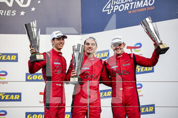 2022-10-16 - 34 AITKEN Jack (gbr), EASTWOOD Charlie (irl), YOLUC Salih (tur), Racing Team Turkey, Oreca 07 - Gibson, portrait podium during the 4 Hours of Portimao 2022, 6th round of the 2022 European Le Mans Series on the Algarve International Circuit from October 14 to 16, in Portimao, Portugal - AUTO - ELMS - 4 HOURS OF PORTIMAO 2022 - ENDURANCE - MOTORS