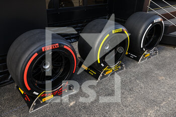 2022-02-23 - Pirelli tyres during the pre-season track session prior the 2022 FIA Formula One World Championship, on the Circuit de Barcelona-Catalunya, from February 23 to 25, 2022 in Montmelo, near Barcelona, Spain - PRE-SEASON TRACK SESSION PRIOR THE 2022 FIA FORMULA ONE WORLD CHAMPIONSHIP - FORMULA 1 - MOTORS