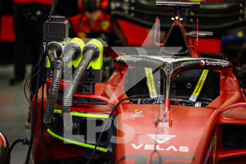 2022-03-18 - Scuderia Ferrari F1-75, mechanical detail of engine cooling system during the Formula 1 Gulf Air Bahrain Grand Prix 2022, 1st round of the 2022 FIA Formula One World Championship, on the Bahrain International Circuit, from March 18 to 20, 2022 in Sakhir, Bahrain - FORMULA 1 GULF AIR BAHRAIN GRAND PRIX 2022, 1ST ROUND OF THE 2022 FIA FORMULA ONE WORLD CHAMPIONSHIP - FORMULA 1 - MOTORS
