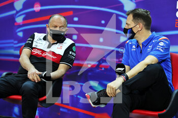 2022-03-19 - VASSEUR Frederic (fra), Team Principal of Alfa Romeo F1 Team ORLEN, portrait ROSSI Laurent (fra), CEO of Alpine, portrait press conference during the Formula 1 Gulf Air Bahrain Grand Prix 2022, 1st round of the 2022 FIA Formula One World Championship, on the Bahrain International Circuit, from March 18 to 20, 2022 in Sakhir, Bahrain - FORMULA 1 GULF AIR BAHRAIN GRAND PRIX 2022, 1ST ROUND OF THE 2022 FIA FORMULA ONE WORLD CHAMPIONSHIP - FORMULA 1 - MOTORS