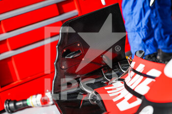 2022-03-19 - Haas F1 Team VF-22 Ferrari, Mechanical detail of front wing during the Formula 1 Gulf Air Bahrain Grand Prix 2022, 1st round of the 2022 FIA Formula One World Championship, on the Bahrain International Circuit, from March 18 to 20, 2022 in Sakhir, Bahrain - FORMULA 1 GULF AIR BAHRAIN GRAND PRIX 2022, 1ST ROUND OF THE 2022 FIA FORMULA ONE WORLD CHAMPIONSHIP - FORMULA 1 - MOTORS