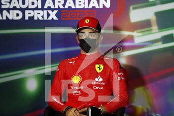 2022-03-26 - LECLERC Charles (mco), Scuderia Ferrari F1-75, portrait, post qualifying press conference during the Formula 1 STC Saudi Arabian Grand Prix 2022, 2nd round of the 2022 FIA Formula One World Championship, on the Jeddah Corniche Circuit, from March 25 to 27, 2022 in Jeddah, Saudi Arabia - FORMULA 1 STC SAUDI ARABIAN GRAND PRIX 2022, 2ND ROUND OF THE 2022 FIA FORMULA ONE WORLD CHAMPIONSHIP - FORMULA 1 - MOTORS