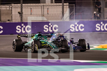 2022-03-27 - crash, accident, 18 STROLL Lance (can), Aston Martin F1 Team AMR22, 23 ALBON Alexander (tha), Williams Racing FW44, action during the Formula 1 STC Saudi Arabian Grand Prix 2022, 2nd round of the 2022 FIA Formula One World Championship, on the Jeddah Corniche Circuit, from March 25 to 27, 2022 in Jeddah, Saudi Arabia - FORMULA 1 STC SAUDI ARABIAN GRAND PRIX 2022, 2ND ROUND OF THE 2022 FIA FORMULA ONE WORLD CHAMPIONSHIP - FORMULA 1 - MOTORS