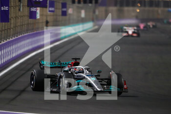 2022-03-27 - 63 RUSSELL George (gbr), Mercedes AMG F1 Team W13, action during the Formula 1 STC Saudi Arabian Grand Prix 2022, 2nd round of the 2022 FIA Formula One World Championship, on the Jeddah Corniche Circuit, from March 25 to 27, 2022 in Jeddah, Saudi Arabia - FORMULA 1 STC SAUDI ARABIAN GRAND PRIX 2022, 2ND ROUND OF THE 2022 FIA FORMULA ONE WORLD CHAMPIONSHIP - FORMULA 1 - MOTORS