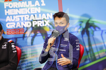 2022-04-08 - ALBON Alexander (tha), Williams Racing FW44, portrait, press conference during the Formula 1 Heineken Australian Grand Prix 2022, 3rd round of the 2022 FIA Formula One World Championship, on the Albert Park Circuit, from April 8 to 10, 2022 in Melbourne, Australia - FORMULA 1 HEINEKEN AUSTRALIAN GRAND PRIX 2022, 3RD ROUND OF THE 2022 FIA FORMULA ONE WORLD CHAMPIONSHIP - FORMULA 1 - MOTORS