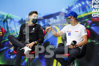 2022-04-08 - RUSSELL George (gbr), Mercedes AMG F1 Team W13, SCHUMACHER Mick (ger), Haas F1 Team VF-22 Ferrari, portrait, press conference during the Formula 1 Heineken Australian Grand Prix 2022, 3rd round of the 2022 FIA Formula One World Championship, on the Albert Park Circuit, from April 8 to 10, 2022 in Melbourne, Australia - FORMULA 1 HEINEKEN AUSTRALIAN GRAND PRIX 2022, 3RD ROUND OF THE 2022 FIA FORMULA ONE WORLD CHAMPIONSHIP - FORMULA 1 - MOTORS