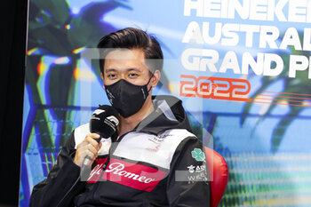 2022-04-08 - ZHOU Guanyu (chi), Alfa Romeo F1 Team ORLEN C42, portrait, press conference during the Formula 1 Heineken Australian Grand Prix 2022, 3rd round of the 2022 FIA Formula One World Championship, on the Albert Park Circuit, from April 8 to 10, 2022 in Melbourne, Australia - FORMULA 1 HEINEKEN AUSTRALIAN GRAND PRIX 2022, 3RD ROUND OF THE 2022 FIA FORMULA ONE WORLD CHAMPIONSHIP - FORMULA 1 - MOTORS