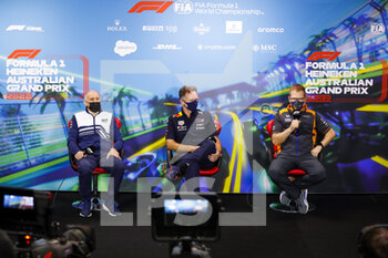 2022-04-08 - TOST Franz (aut), Team Principal of Scuderia AlphaTauri, HORNER Christian (gbr), Team Principal of Red Bull Racing, SEIDL Andreas, Team Principal of McLaren F1 Team, portrait, press conference during the Formula 1 Heineken Australian Grand Prix 2022, 3rd round of the 2022 FIA Formula One World Championship, on the Albert Park Circuit, from April 8 to 10, 2022 in Melbourne, Australia - FORMULA 1 HEINEKEN AUSTRALIAN GRAND PRIX 2022, 3RD ROUND OF THE 2022 FIA FORMULA ONE WORLD CHAMPIONSHIP - FORMULA 1 - MOTORS