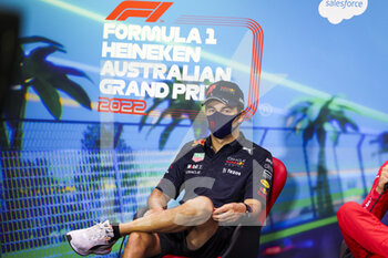 2022-04-09 - PEREZ Sergio (mex), Red Bull Racing RB18, portrait, post race press conference during the Formula 1 Heineken Australian Grand Prix 2022, 3rd round of the 2022 FIA Formula One World Championship, on the Albert Park Circuit, from April 8 to 10, 2022 in Melbourne, Australia - FORMULA 1 HEINEKEN AUSTRALIAN GRAND PRIX 2022, 3RD ROUND OF THE 2022 FIA FORMULA ONE WORLD CHAMPIONSHIP - FORMULA 1 - MOTORS