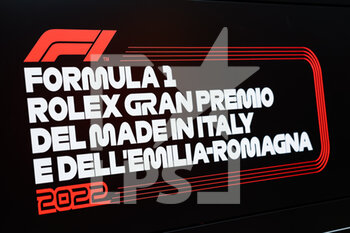 2022-04-21 - Track illustration logo during the Formula 1 Grand Premio del Made in Italy e dell'Emilia-Romagna 2022, 4th round of the 2022 FIA Formula One World Championship, on the Imola Circuit, from April 22 to 24, 2022 in Imola, Italy - FORMULA 1 GRAND PREMIO DEL MADE IN ITALY E DELL'EMILIA-ROMAGNA 2022, 4TH ROUND OF THE 2022 FIA FORMULA ONE WORLD CHAMPIONSHIP - FORMULA 1 - MOTORS