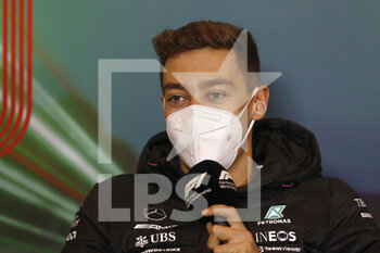 2022-04-22 - RUSSELL George (gbr), Mercedes AMG F1 Team W13, portrait, press conference during the Formula 1 Grand Premio del Made in Italy e dell'Emilia-Romagna 2022, 4th round of the 2022 FIA Formula One World Championship, on the Imola Circuit, from April 22 to 24, 2022 in Imola, Italy - FORMULA 1 GRAND PREMIO DEL MADE IN ITALY E DELL'EMILIA-ROMAGNA 2022, 4TH ROUND OF THE 2022 FIA FORMULA ONE WORLD CHAMPIONSHIP - FORMULA 1 - MOTORS