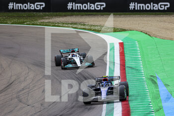 2022-04-23 - 06 LATIFI Nicholas (can), Williams Racing FW44, action 63 RUSSELL George (gbr), Mercedes AMG F1 Team W13, action during the Formula 1 Grand Premio del Made in Italy e dell'Emilia-Romagna 2022, 4th round of the 2022 FIA Formula One World Championship, on the Imola Circuit, from April 22 to 24, 2022 in Imola, Italy - FORMULA 1 GRAND PREMIO DEL MADE IN ITALY E DELL'EMILIA-ROMAGNA 2022, 4TH ROUND OF THE 2022 FIA FORMULA ONE WORLD CHAMPIONSHIP - FORMULA 1 - MOTORS