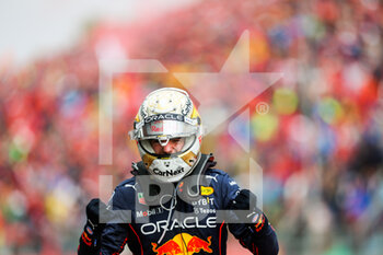 2022-04-24 - VERSTAPPEN Max (ned), Red Bull Racing RB18, portrait celebrating victory during the Formula 1 Grand Premio del Made in Italy e dell'Emilia-Romagna 2022, 4th round of the 2022 FIA Formula One World Championship, on the Imola Circuit, from April 22 to 24, 2022 in Imola, Italy - FORMULA 1 GRAND PREMIO DEL MADE IN ITALY E DELL'EMILIA-ROMAGNA 2022, 4TH ROUND OF THE 2022 FIA FORMULA ONE WORLD CHAMPIONSHIP - FORMULA 1 - MOTORS