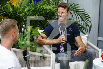 2022-05-05 - Romain Grosjean, portrait interview Canal + with MAGNUSSEN Kevin (den), Haas F1 Team VF-22 Ferrari, portrait during the Formula 1 Crypto.com Miami Grand Prix 2022, 5th round of the 2022 FIA Formula One World Championship, on the Miami International Autodrome, from May 6 to 8, 2022 in Miami Gardens, Florida, United States of America - FORMULA 1 CRYPTO.COM MIAMI GRAND PRIX 2022, 5TH ROUND OF THE 2022 FIA FORMULA ONE WORLD CHAMPIONSHIP - FORMULA 1 - MOTORS