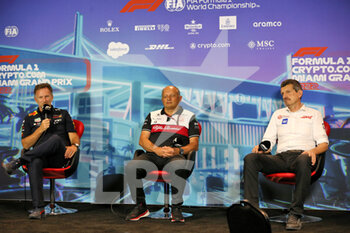 2022-05-06 - HORNER Christian (gbr), Team Principal of Red Bull Racing, portrait with VASSEUR Frederic (fra), Team Principal of Alfa Romeo F1 Team ORLEN and STEINER Guenther (ita), Team Principal of Haas F1 team in the FIA Press Conference during the Formula 1 Crypto.com Miami Grand Prix 2022, 5th round of the 2022 FIA Formula One World Championship, on the Miami International Autodrome, from May 6 to 8, 2022 in Miami Gardens, Florida, United States of America - FORMULA 1 CRYPTO.COM MIAMI GRAND PRIX 2022, 5TH ROUND OF THE 2022 FIA FORMULA ONE WORLD CHAMPIONSHIP - FORMULA 1 - MOTORS