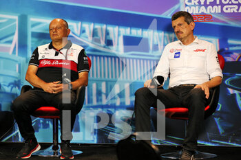 2022-05-06 - VASSEUR Frederic (fra), Team Principal of Alfa Romeo F1 Team ORLEN, portrait with STEINER Guenther (ita), Team Principal of Haas F1 team in the FIA Press Conference during the Formula 1 Crypto.com Miami Grand Prix 2022, 5th round of the 2022 FIA Formula One World Championship, on the Miami International Autodrome, from May 6 to 8, 2022 in Miami Gardens, Florida, United States of America - FORMULA 1 CRYPTO.COM MIAMI GRAND PRIX 2022, 5TH ROUND OF THE 2022 FIA FORMULA ONE WORLD CHAMPIONSHIP - FORMULA 1 - MOTORS