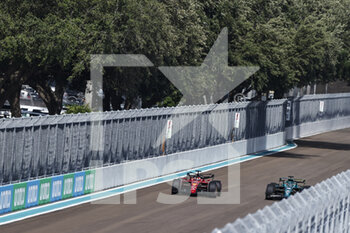 2022-05-07 - 16 LECLERC Charles (mco), Scuderia Ferrari F1-75, action 18 STROLL Lance (can), Aston Martin F1 Team AMR22, action during the Formula 1 Crypto.com Miami Grand Prix 2022, 5th round of the 2022 FIA Formula One World Championship, on the Miami International Autodrome, from May 6 to 8, 2022 in Miami Gardens, Florida, United States of America - FORMULA 1 CRYPTO.COM MIAMI GRAND PRIX 2022, 5TH ROUND OF THE 2022 FIA FORMULA ONE WORLD CHAMPIONSHIP - FORMULA 1 - MOTORS