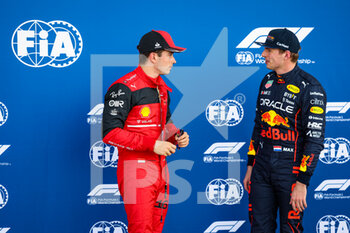 2022-05-07 - LECLERC Charles (mco), Scuderia Ferrari F1-75, VERSTAPPEN Max (ned), Red Bull Racing RB18, portrait during the Formula 1 Crypto.com Miami Grand Prix 2022, 5th round of the 2022 FIA Formula One World Championship, on the Miami International Autodrome, from May 6 to 8, 2022 in Miami Gardens, Florida, United States of America - FORMULA 1 CRYPTO.COM MIAMI GRAND PRIX 2022, 5TH ROUND OF THE 2022 FIA FORMULA ONE WORLD CHAMPIONSHIP - FORMULA 1 - MOTORS