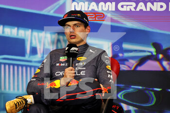 2022-05-07 - Max Verstappen (NLD) Red Bull Racing in the post qualifying FIA Press Conference, portrait during the Formula 1 Crypto.com Miami Grand Prix 2022, 5th round of the 2022 FIA Formula One World Championship, on the Miami International Autodrome, from May 6 to 8, 2022 in Miami Gardens, Florida, United States of America - FORMULA 1 CRYPTO.COM MIAMI GRAND PRIX 2022, 5TH ROUND OF THE 2022 FIA FORMULA ONE WORLD CHAMPIONSHIP - FORMULA 1 - MOTORS