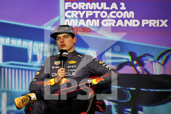 2022-05-07 - Max Verstappen (NLD) Red Bull Racing in the post qualifying FIA Press Conference, portrait during the Formula 1 Crypto.com Miami Grand Prix 2022, 5th round of the 2022 FIA Formula One World Championship, on the Miami International Autodrome, from May 6 to 8, 2022 in Miami Gardens, Florida, United States of America - FORMULA 1 CRYPTO.COM MIAMI GRAND PRIX 2022, 5TH ROUND OF THE 2022 FIA FORMULA ONE WORLD CHAMPIONSHIP - FORMULA 1 - MOTORS
