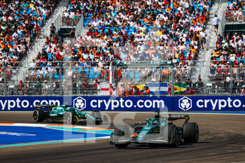 2022-05-08 - 18 STROLL Lance (can), Aston Martin F1 Team AMR22, 05 VETTEL Sebastian (ger), Aston Martin F1 Team AMR22, action during the Formula 1 Crypto.com Miami Grand Prix 2022, 5th round of the 2022 FIA Formula One World Championship, on the Miami International Autodrome, from May 6 to 8, 2022 in Miami Gardens, Florida, United States of America - FORMULA 1 CRYPTO.COM MIAMI GRAND PRIX 2022, 5TH ROUND OF THE 2022 FIA FORMULA ONE WORLD CHAMPIONSHIP - FORMULA 1 - MOTORS