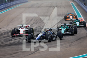 2022-05-08 - 23 ALBON Alexander (tha), Williams Racing FW44, 20 MAGNUSSEN Kevin (den), Haas F1 Team VF-22 Ferrari, 18 STROLL Lance (can), Aston Martin F1 Team AMR22, action during the Formula 1 Crypto.com Miami Grand Prix 2022, 5th round of the 2022 FIA Formula One World Championship, on the Miami International Autodrome, from May 6 to 8, 2022 in Miami Gardens, Florida, United States of America - FORMULA 1 CRYPTO.COM MIAMI GRAND PRIX 2022, 5TH ROUND OF THE 2022 FIA FORMULA ONE WORLD CHAMPIONSHIP - FORMULA 1 - MOTORS