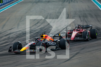 2022-05-08 - 01 VERSTAPPEN Max (nld), Red Bull Racing RB18, 16 LECLERC Charles (mco), Scuderia Ferrari F1-75, action during the Formula 1 Crypto.com Miami Grand Prix 2022, 5th round of the 2022 FIA Formula One World Championship, on the Miami International Autodrome, from May 6 to 8, 2022 in Miami Gardens, Florida, United States of America - FORMULA 1 CRYPTO.COM MIAMI GRAND PRIX 2022, 5TH ROUND OF THE 2022 FIA FORMULA ONE WORLD CHAMPIONSHIP - FORMULA 1 - MOTORS
