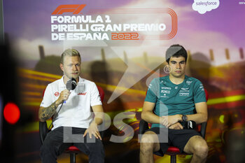 2022-05-20 - MAGNUSSEN Kevin (den), Haas F1 Team VF-22 Ferrari, STROLL Lance (can), Aston Martin F1 Team AMR22, portrait, press conference during the Formula 1 Pirelli Grand Premio de Espana 2022, 6th round of the 2022 FIA Formula One World Championship, on the Circuit de Barcelona-Catalunya, from May 20 to 22, 2022 in Montmelo, Spain - FORMULA 1 PIRELLI GRAND PREMIO DE ESPANA 2022, 6TH ROUND OF THE 2022 FIA FORMULA ONE WORLD CHAMPIONSHIP - FORMULA 1 - MOTORS