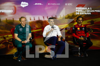 2022-05-21 - GREEN Andrew, Technical Director of Aston Martin F1 Team, ROBSON Dave (gbr), Head of Vehicle Performance, Williams Racing, portrait, MEKIES Laurent (fra), Racing Director of the Scuderia Ferrari, portrait, press conference during the Formula 1 Pirelli Grand Premio de Espana 2022, 6th round of the 2022 FIA Formula One World Championship, on the Circuit de Barcelona-Catalunya, from May 20 to 22, 2022 in Montmelo, Spain - FORMULA 1 PIRELLI GRAND PREMIO DE ESPANA 2022, 6TH ROUND OF THE 2022 FIA FORMULA ONE WORLD CHAMPIONSHIP - FORMULA 1 - MOTORS