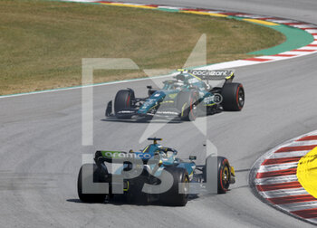 2022-05-22 - 18 STROLL Lance (can), Aston Martin F1 Team AMR22, action 05 VETTEL Sebastian (ger), Aston Martin F1 Team AMR22, action during the Formula 1 Pirelli Grand Premio de Espana 2022, 6th round of the 2022 FIA Formula One World Championship, on the Circuit de Barcelona-Catalunya, from May 20 to 22, 2022 in Montmelo, Spain - FORMULA 1 PIRELLI GRAND PREMIO DE ESPANA 2022, 6TH ROUND OF THE 2022 FIA FORMULA ONE WORLD CHAMPIONSHIP - FORMULA 1 - MOTORS