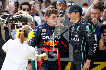 2022-05-22 - VERSTAPPEN Max (ned), Red Bull Racing RB18, portrait RUSSELL George (gbr), Mercedes AMG F1 Team W13, portrait during the Formula 1 Pirelli Grand Premio de Espana 2022, 6th round of the 2022 FIA Formula One World Championship, on the Circuit de Barcelona-Catalunya, from May 20 to 22, 2022 in Montmelo, Spain - FORMULA 1 PIRELLI GRAND PREMIO DE ESPANA 2022, 6TH ROUND OF THE 2022 FIA FORMULA ONE WORLD CHAMPIONSHIP - FORMULA 1 - MOTORS
