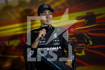 2022-05-22 - RUSSELL George (gbr), Mercedes AMG F1 Team W13, portrait during the FIA presse conference after the Formula 1 Pirelli Grand Premio de Espana 2022, 6th round of the 2022 FIA Formula One World Championship, on the Circuit de Barcelona-Catalunya, from May 20 to 22, 2022 in Montmelo, Spain - FORMULA 1 PIRELLI GRAND PREMIO DE ESPANA 2022, 6TH ROUND OF THE 2022 FIA FORMULA ONE WORLD CHAMPIONSHIP - FORMULA 1 - MOTORS