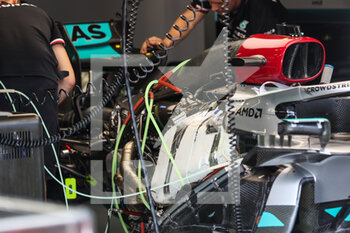 2022-05-26 - Mercedes AMG F1 Team W13, mechanical detail, engine, moteur, during the Formula 1 Grand Prix de Monaco 2022, 7th round of the 2022 FIA Formula One World Championship, on the Circuit de Monaco, from May 27 to 29, 2022 in Monte-Carlo, Monaco - F1 - MONACO GRAND PRIX 2022 - FORMULA 1 - MOTORS