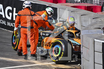 2022-05-27 - RICCIARDO Daniel (aus), McLaren F1 Team MCL36, crash during the Formula 1 Grand Prix de Monaco 2022, 7th round of the 2022 FIA Formula One World Championship, on the Circuit de Monaco, from May 27 to 29, 2022 in Monte-Carlo, Monaco - F1 - MONACO GRAND PRIX 2022 - FORMULA 1 - MOTORS