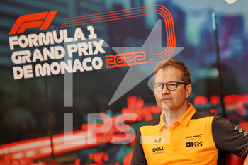 2022-05-28 - SEIDL Andreas, Team Principal of McLaren F1 Team, portrait, press conference during the Formula 1 Grand Prix de Monaco 2022, 7th round of the 2022 FIA Formula One World Championship, on the Circuit de Monaco, from May 27 to 29, 2022 in Monte-Carlo, Monaco - F1 - MONACO GRAND PRIX 2022 - FORMULA 1 - MOTORS
