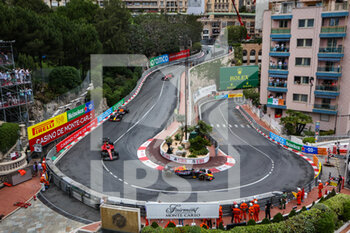 2022-05-29 - restart of the race 11 PEREZ Sergio (mex), Red Bull Racing RB18, 55 SAINZ Carlos (spa), Scuderia Ferrari F1-75, 01 VERSTAPPEN Max (nld), Red Bull Racing RB18, 16 LECLERC Charles (mco), Scuderia Ferrari F1-75, action during the Formula 1 Grand Prix de Monaco 2022, 7th round of the 2022 FIA Formula One World Championship, on the Circuit de Monaco, from May 27 to 29, 2022 in Monte-Carlo, Monaco - F1 - MONACO GRAND PRIX 2022 - RACE - FORMULA 1 - MOTORS