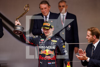 2022-05-29 - VERSTAPPEN Max (ned), Red Bull Racing RB18, portrait podium during the Formula 1 Grand Prix de Monaco 2022, 7th round of the 2022 FIA Formula One World Championship, on the Circuit de Monaco, from May 27 to 29, 2022 in Monte-Carlo, Monaco - F1 - MONACO GRAND PRIX 2022 - RACE - FORMULA 1 - MOTORS