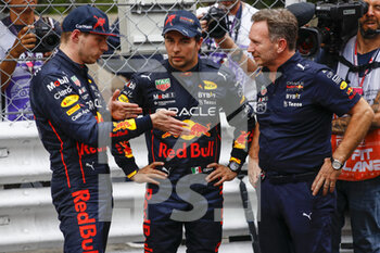 2022-05-29 - VERSTAPPEN Max (ned), Red Bull Racing RB18, portrait PEREZ Sergio (mex), Red Bull Racing RB18, portrait HORNER Christian (gbr), Team Principal of Red Bull Racing, portrait during the Formula 1 Grand Prix de Monaco 2022, 7th round of the 2022 FIA Formula One World Championship, on the Circuit de Monaco, from May 27 to 29, 2022 in Monte-Carlo, Monaco - F1 - MONACO GRAND PRIX 2022 - RACE - FORMULA 1 - MOTORS