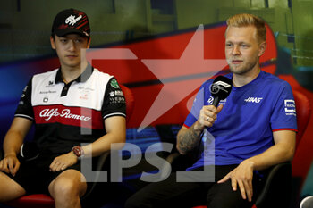 2022-06-10 - Guanyu Zhou, Alfa Romeo F1 Team and Kevin Magnussen, Haas F1 Team during the drivers press conference during the Formula 1 Azerbaijan Grand Prix 2022, 8th round of the 2022 FIA Formula One World Championship, on the Baku City Circuit, from June 10 to 12, 2022 in Baku, Azerbaijan - F1 - AZERBAIJAN GRAND PRIX 2022 - FORMULA 1 - MOTORS