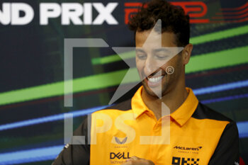 2022-06-10 - Daniel Ricciardo, McLaren during the drivers press conference during the Formula 1 Azerbaijan Grand Prix 2022, 8th round of the 2022 FIA Formula One World Championship, on the Baku City Circuit, from June 10 to 12, 2022 in Baku, Azerbaijan - F1 - AZERBAIJAN GRAND PRIX 2022 - FORMULA 1 - MOTORS