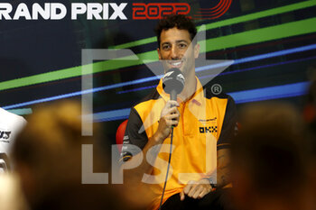 2022-06-10 - Daniel Ricciardo, McLaren during the drivers press conference during the Formula 1 Azerbaijan Grand Prix 2022, 8th round of the 2022 FIA Formula One World Championship, on the Baku City Circuit, from June 10 to 12, 2022 in Baku, Azerbaijan - F1 - AZERBAIJAN GRAND PRIX 2022 - FORMULA 1 - MOTORS