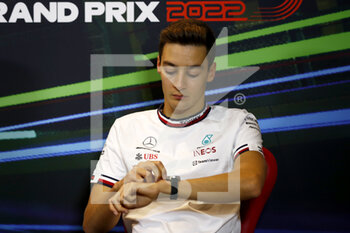 2022-06-10 - George Russell, Mercedes-AMG during the drivers press conference during the Formula 1 Azerbaijan Grand Prix 2022, 8th round of the 2022 FIA Formula One World Championship, on the Baku City Circuit, from June 10 to 12, 2022 in Baku, Azerbaijan - F1 - AZERBAIJAN GRAND PRIX 2022 - FORMULA 1 - MOTORS