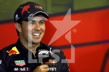2022-06-10 - Sergio Perez, Red Bull Racing during the drivers press conference during the Formula 1 Azerbaijan Grand Prix 2022, 8th round of the 2022 FIA Formula One World Championship, on the Baku City Circuit, from June 10 to 12, 2022 in Baku, Azerbaijan - F1 - AZERBAIJAN GRAND PRIX 2022 - FORMULA 1 - MOTORS