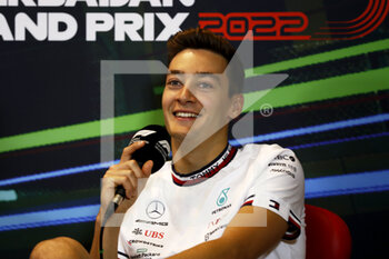 2022-06-10 - George Russell, Mercedes-AMG during the drivers press conference during the Formula 1 Azerbaijan Grand Prix 2022, 8th round of the 2022 FIA Formula One World Championship, on the Baku City Circuit, from June 10 to 12, 2022 in Baku, Azerbaijan - F1 - AZERBAIJAN GRAND PRIX 2022 - FORMULA 1 - MOTORS
