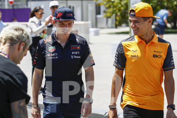 2022-06-10 - VERSTAPPEN Max (ned), Red Bull Racing RB18, portrait NORRIS Lando (gbr), McLaren F1 Team MCL36, portrait during the Formula 1 Azerbaijan Grand Prix 2022, 8th round of the 2022 FIA Formula One World Championship, on the Baku City Circuit, from June 10 to 12, 2022 in Baku, Azerbaijan - F1 - AZERBAIJAN GRAND PRIX 2022 - FORMULA 1 - MOTORS